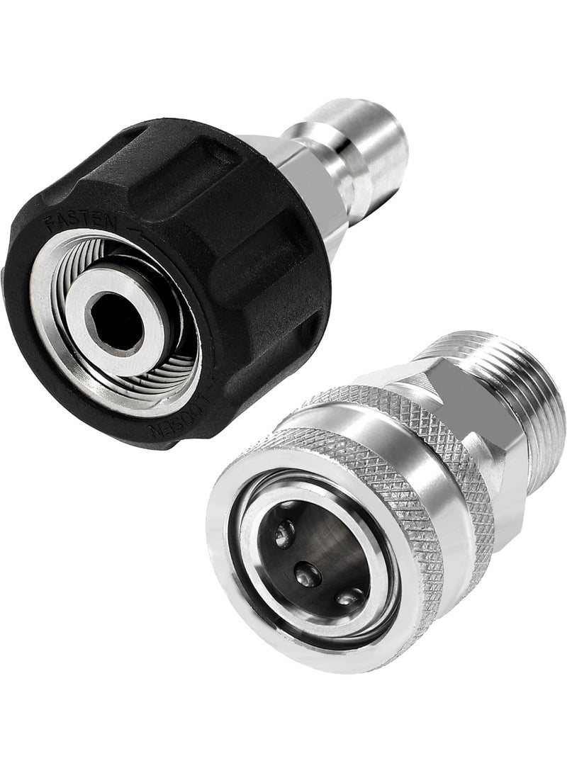 مجموعة أدوات توصيل سريع للغسالات ذات الضغط العالي - M22 14mm إلى M22 من الستانلس ستيل، معدل للضغط العالي - Image 1